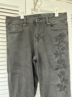 Sanctuary Robbie High Skinny Black Embroidered Jeans Slender Maribel Size 29